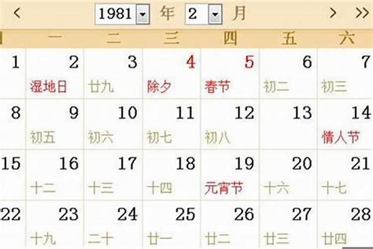 1981年农历正月初二什么命
