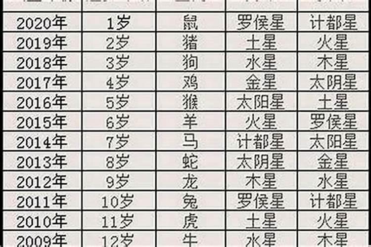 本命年年龄表