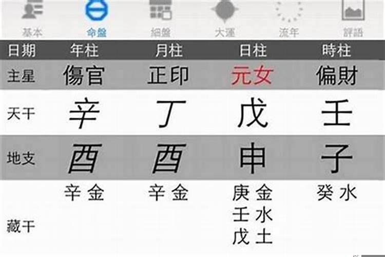 日柱里的元女什么意思